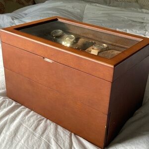 Wooden Watch Display Box with Glass Top